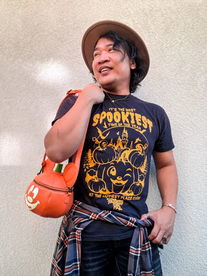 Disney Style Influencer Small Shop Halloween Shirt Mickey Mouse Pumpkin Disneyland Castle Mickey Pumpkin Loungefly